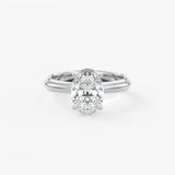 Oval Solitaire Triple Shank Lab Grown Diamond Engagement Ring