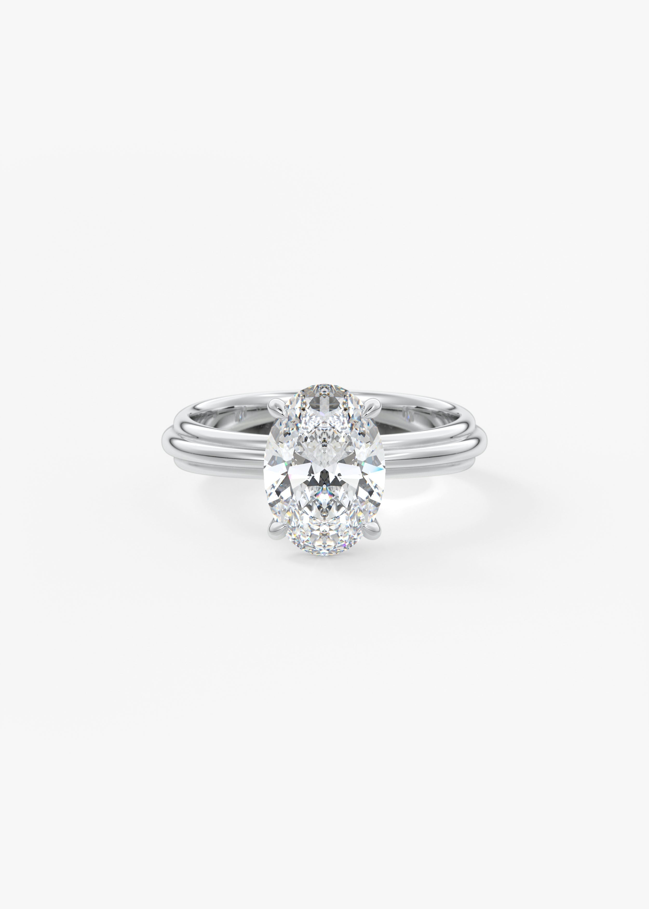 Oval Solitaire Triple Shank Lab Grown Diamond Engagement Ring