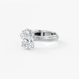 Oval Solitaire Triple Shank Lab Grown Diamond Engagement Ring