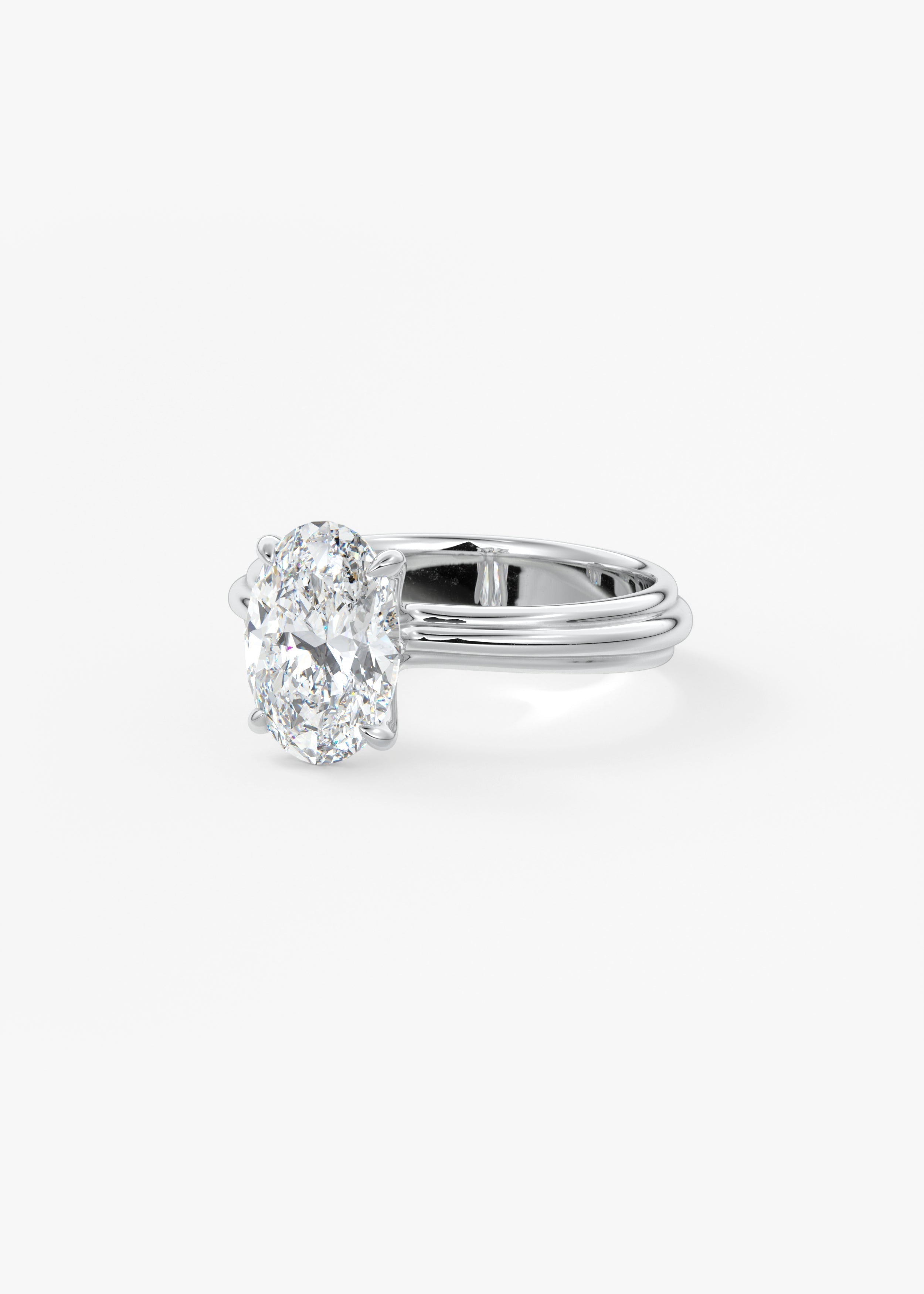 Oval Solitaire Triple Shank Lab Grown Diamond Engagement Ring