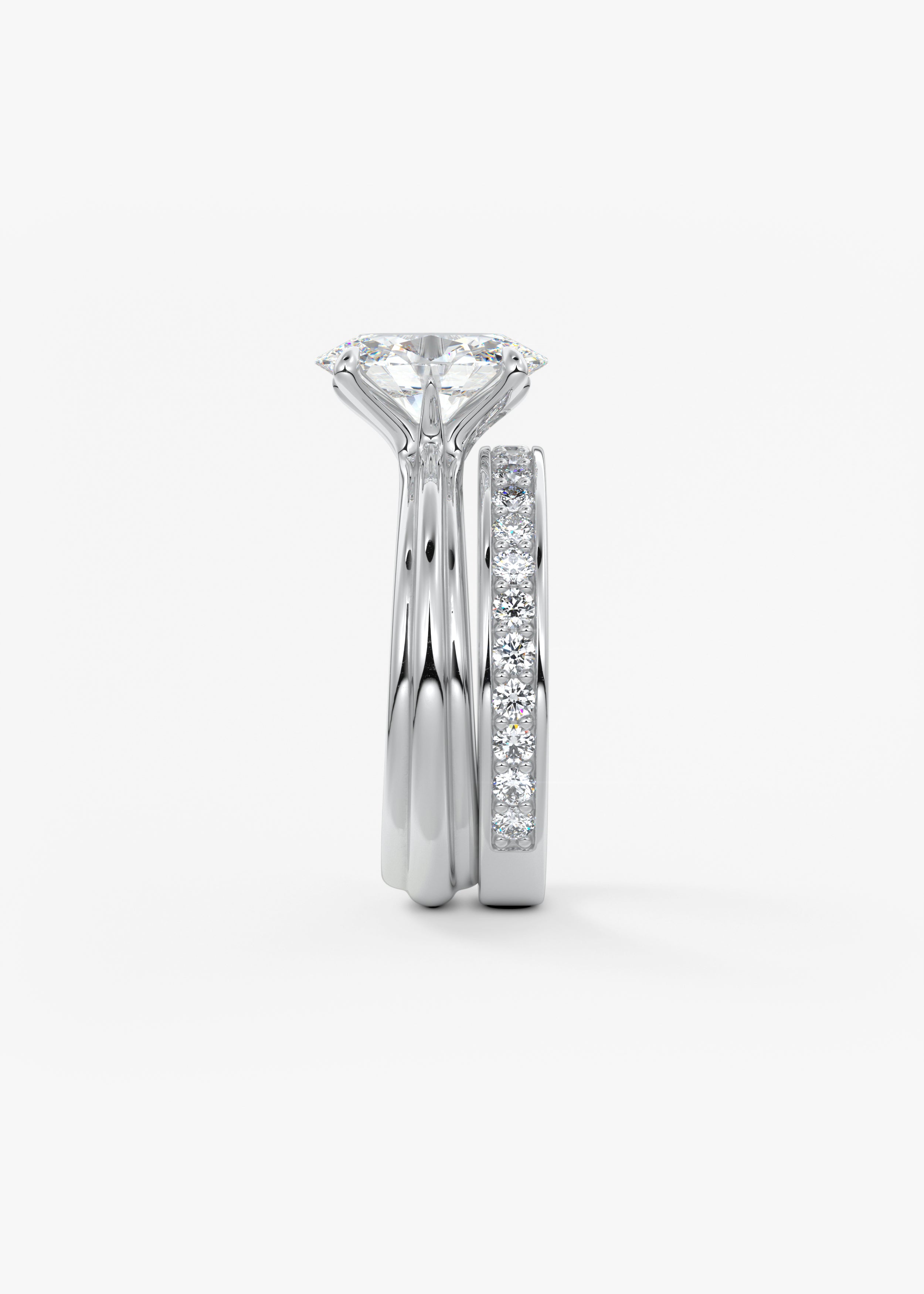 Oval Solitaire Triple Shank Lab Grown Diamond Engagement Ring