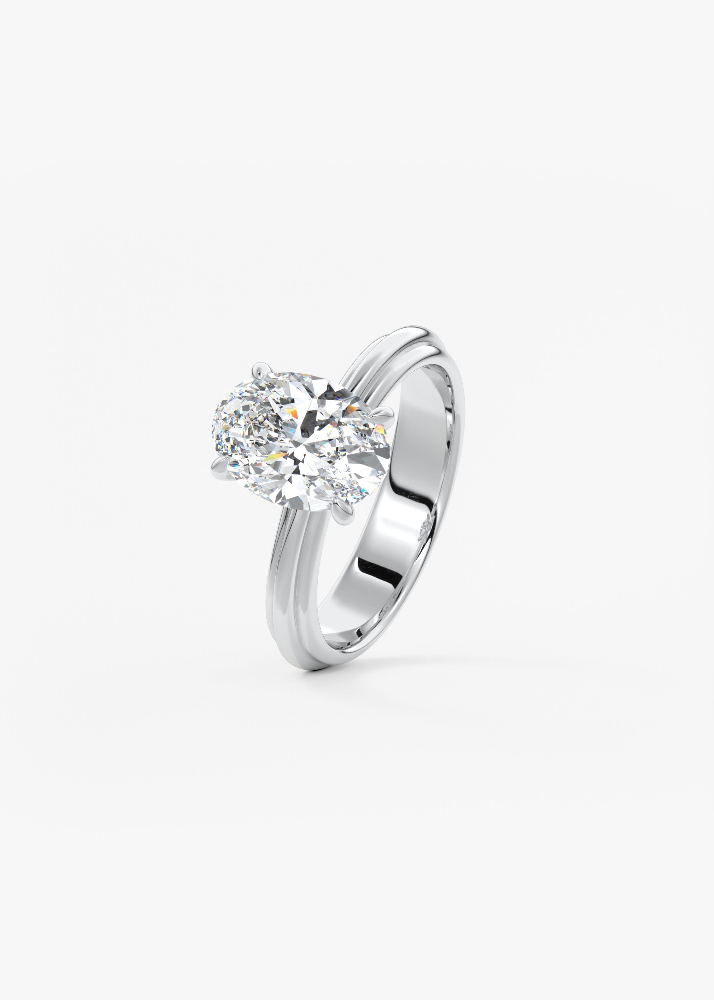 Oval Solitaire Triple Shank Lab Grown Diamond Engagement Ring