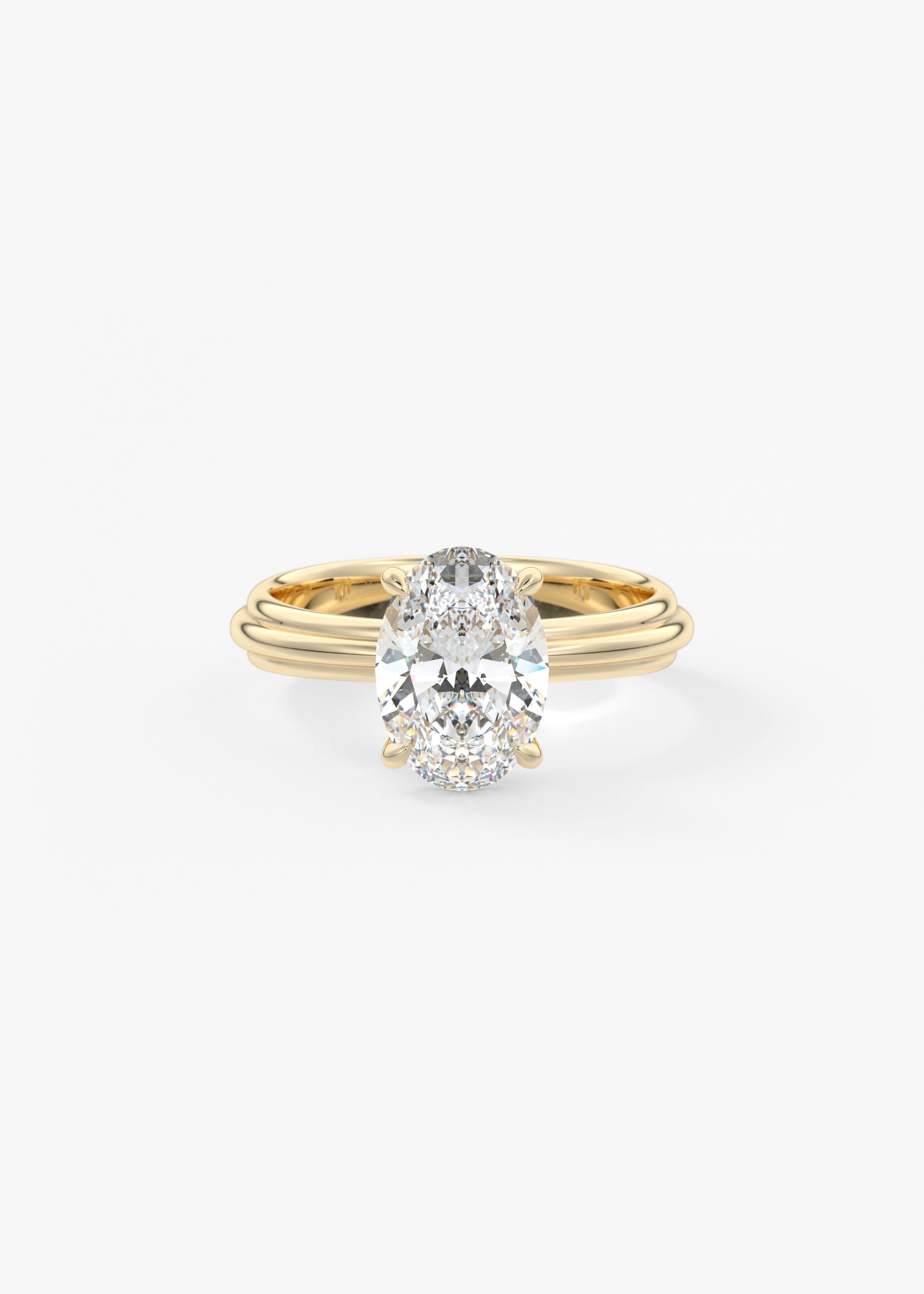 Oval Solitaire Triple Shank Lab Grown Diamond Engagement Ring