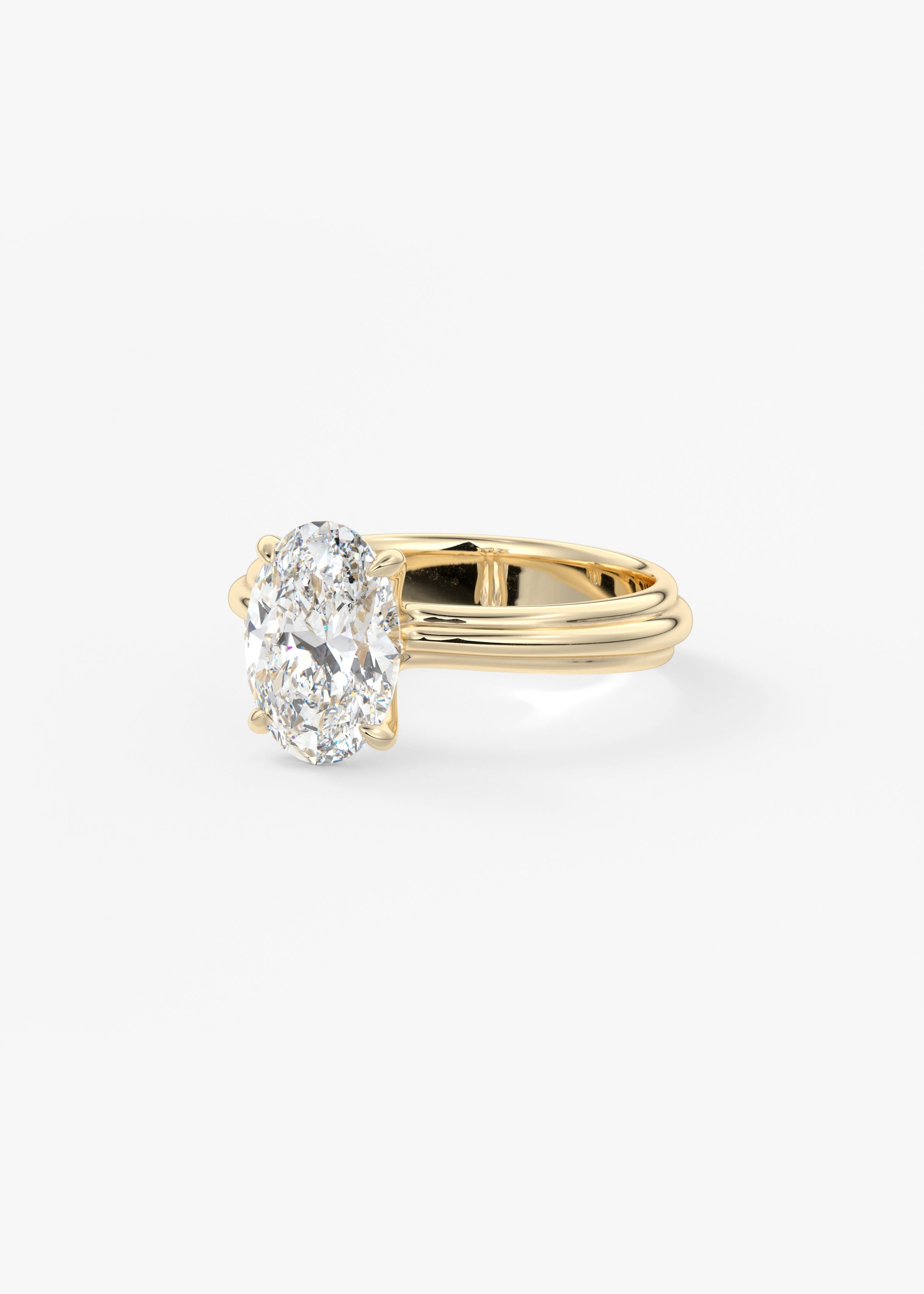 Oval Solitaire Triple Shank Lab Grown Diamond Engagement Ring