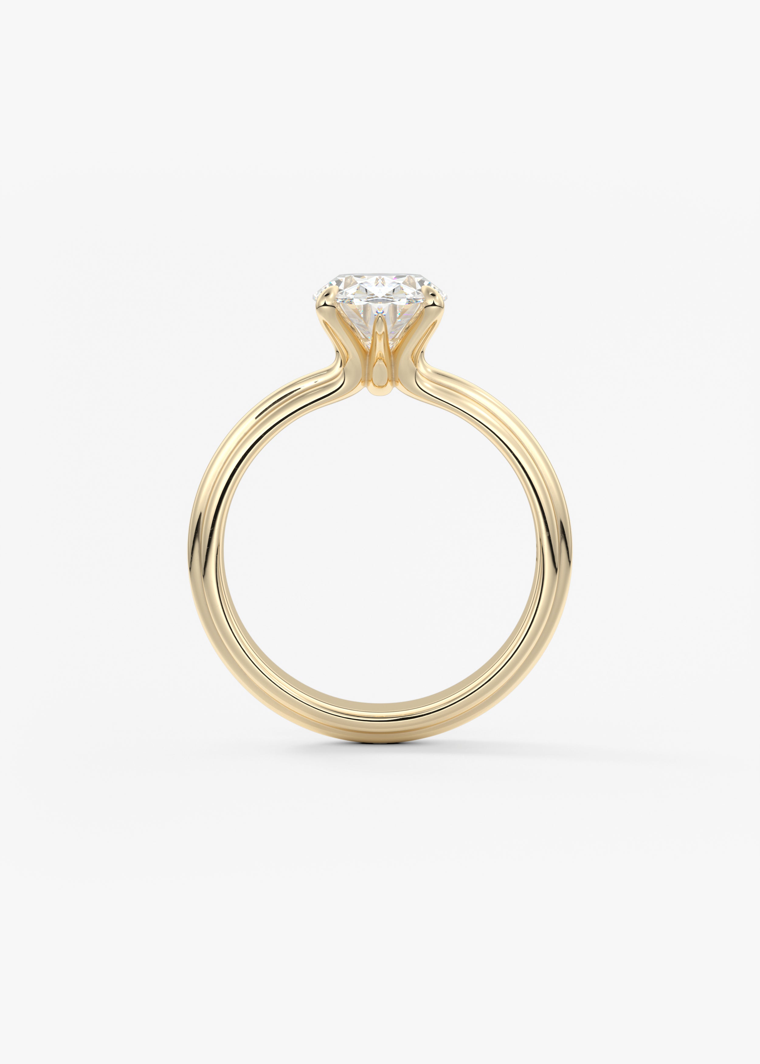 Oval Solitaire Triple Shank Lab Grown Diamond Engagement Ring