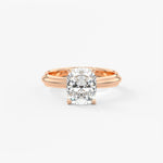 Cushion Solitaire Triple Shank Lab Grown Diamond Engagement Ring