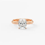 Cushion Solitaire Triple Shank Lab Grown Diamond Engagement Ring