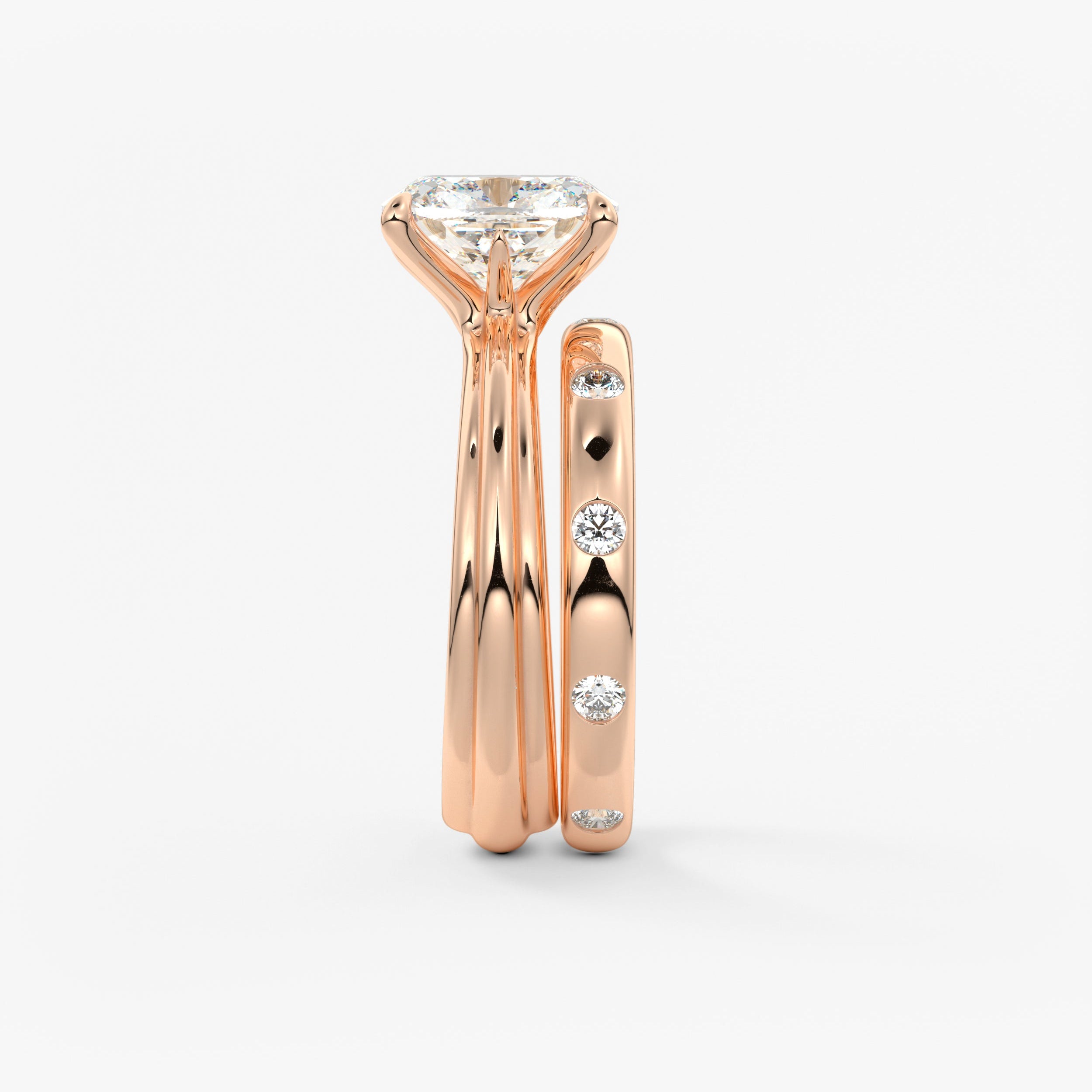 Cushion Solitaire Triple Shank Lab Grown Diamond Engagement Ring