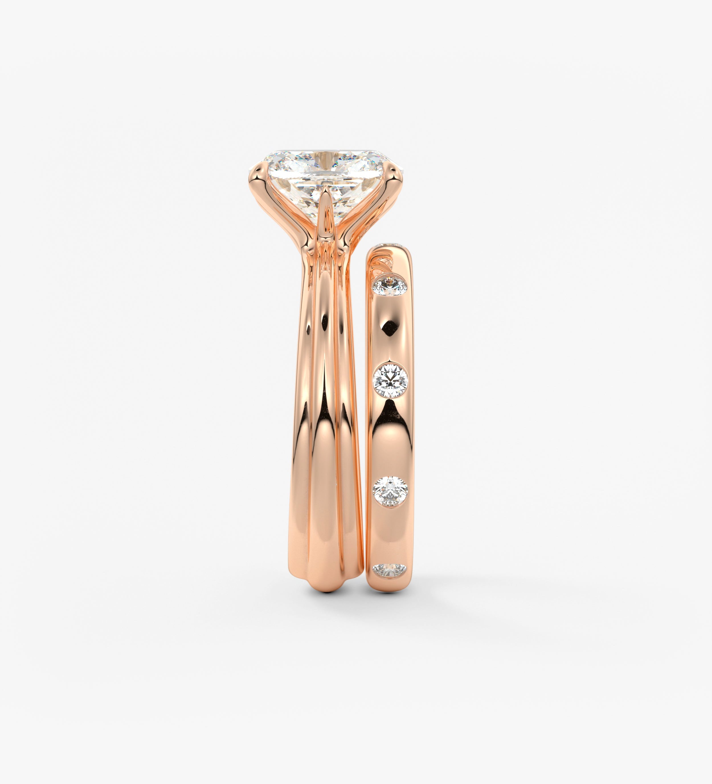 Cushion Solitaire Triple Shank Lab Grown Diamond Engagement Ring