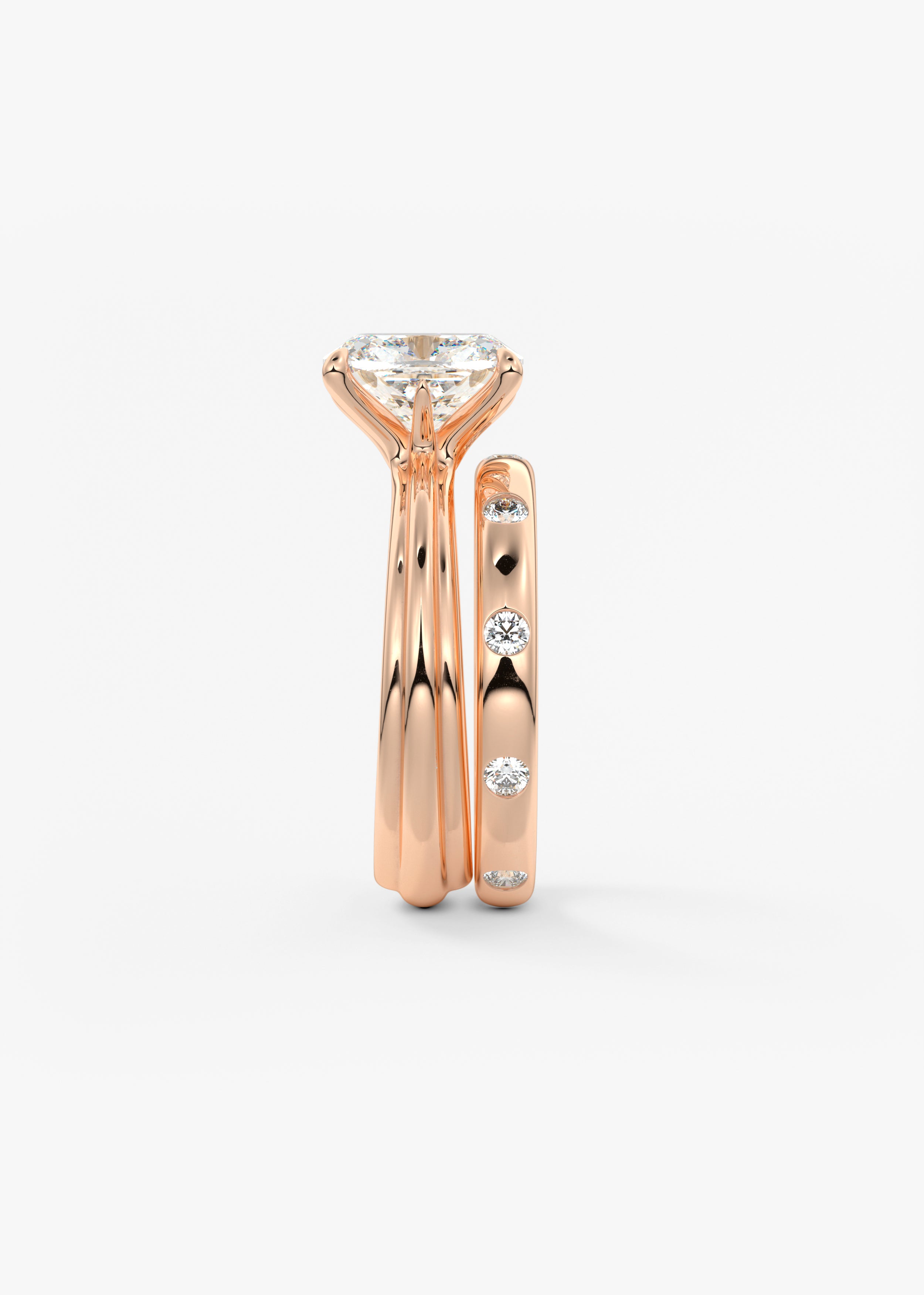 Cushion Solitaire Triple Shank Lab Grown Diamond Engagement Ring
