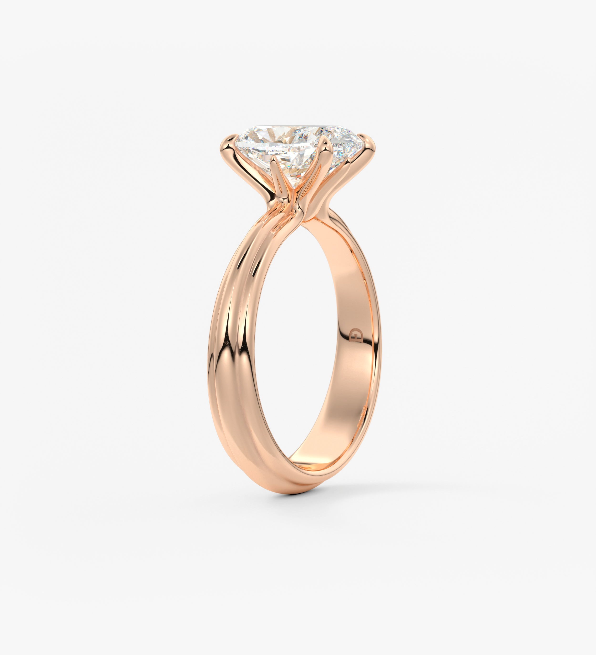 Cushion Solitaire Triple Shank Lab Grown Diamond Engagement Ring