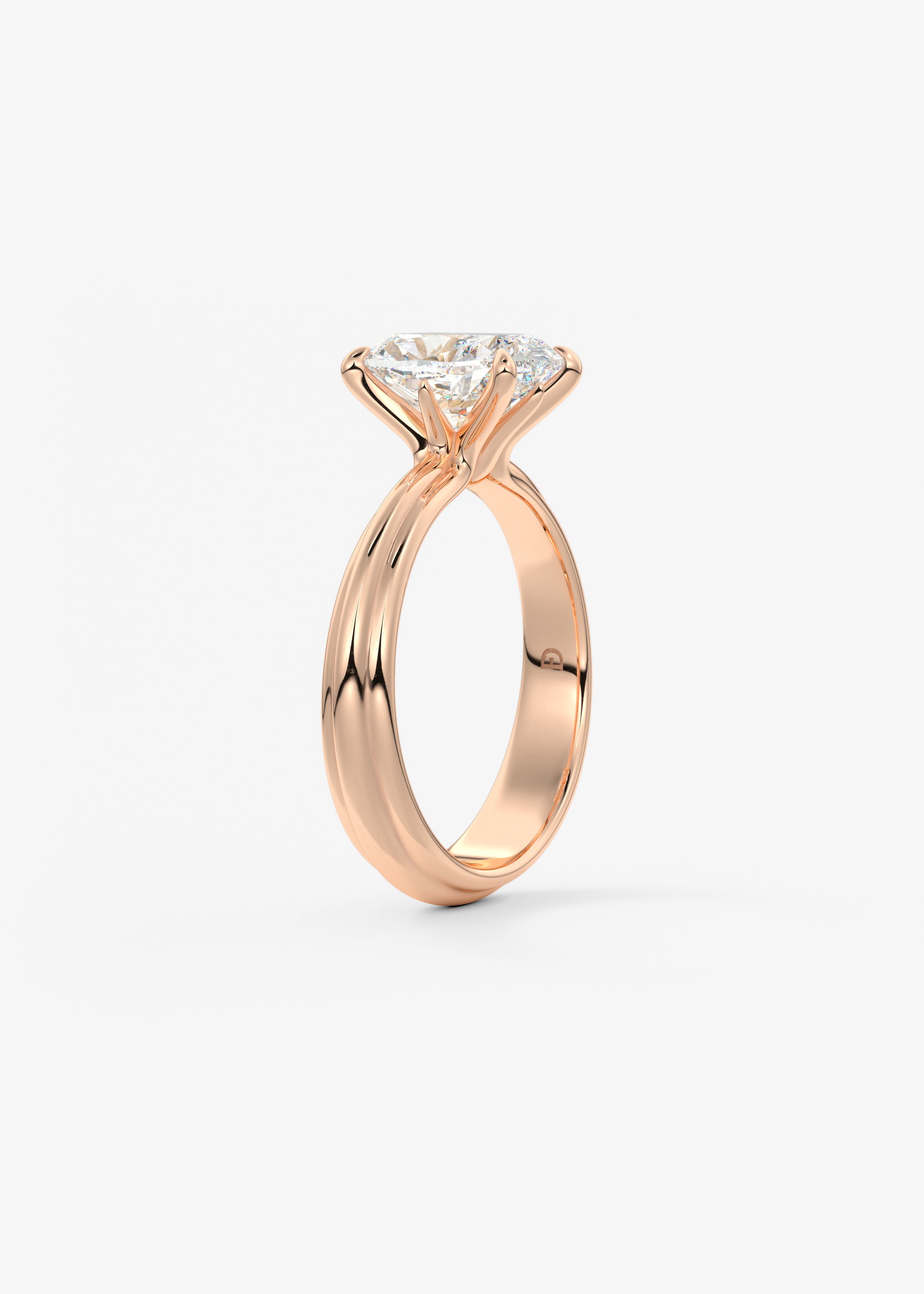 Cushion Solitaire Triple Shank Lab Grown Diamond Engagement Ring