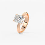 Cushion Solitaire Triple Shank Lab Grown Diamond Engagement Ring