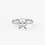 Cushion Solitaire Triple Shank Lab Grown Diamond Engagement Ring
