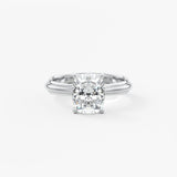 Cushion Solitaire Triple Shank Lab Grown Diamond Engagement Ring