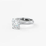Cushion Solitaire Triple Shank Lab Grown Diamond Engagement Ring