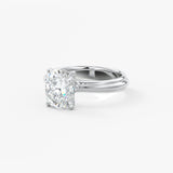 Cushion Solitaire Triple Shank Lab Grown Diamond Engagement Ring