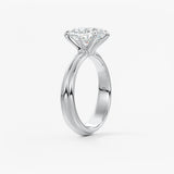 Cushion Solitaire Triple Shank Lab Grown Diamond Engagement Ring