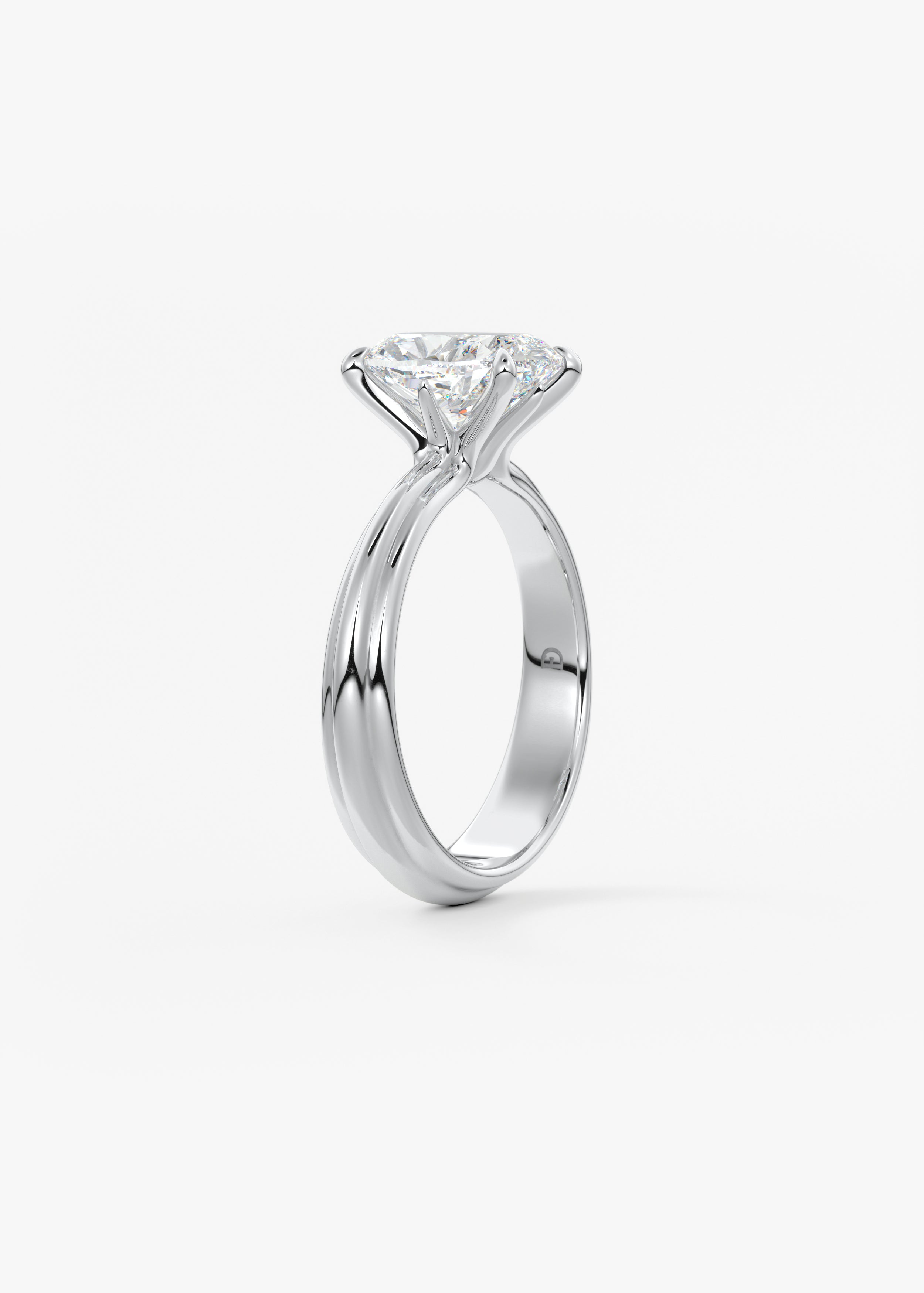 Cushion Solitaire Triple Shank Lab Grown Diamond Engagement Ring