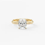 Cushion Solitaire Triple Shank Lab Grown Diamond Engagement Ring