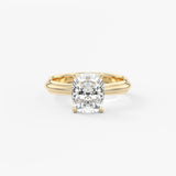 Cushion Solitaire Triple Shank Lab Grown Diamond Engagement Ring