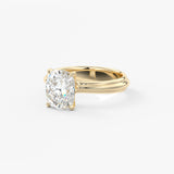 Cushion Solitaire Triple Shank Lab Grown Diamond Engagement Ring