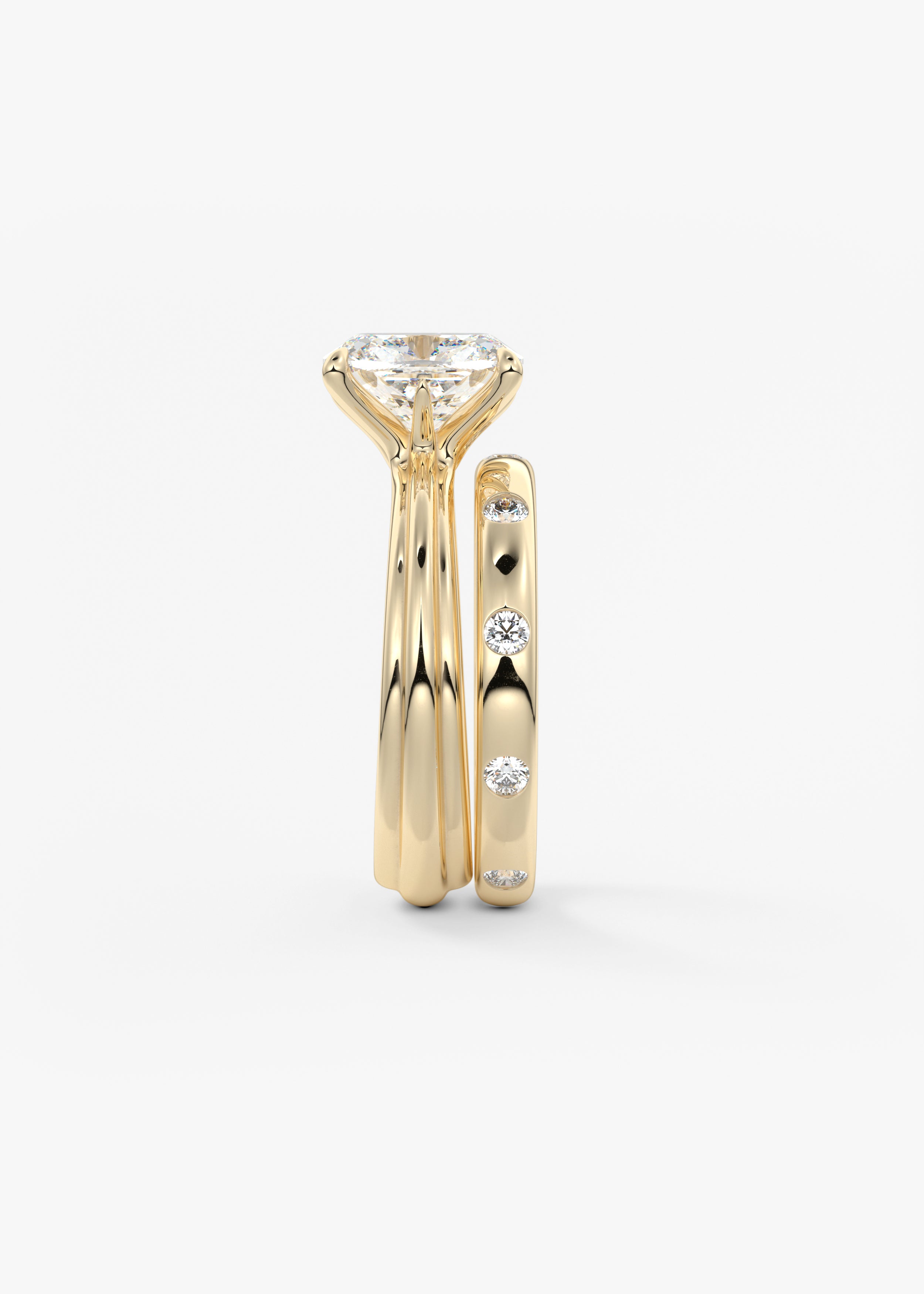 Cushion Solitaire Triple Shank Lab Grown Diamond Engagement Ring