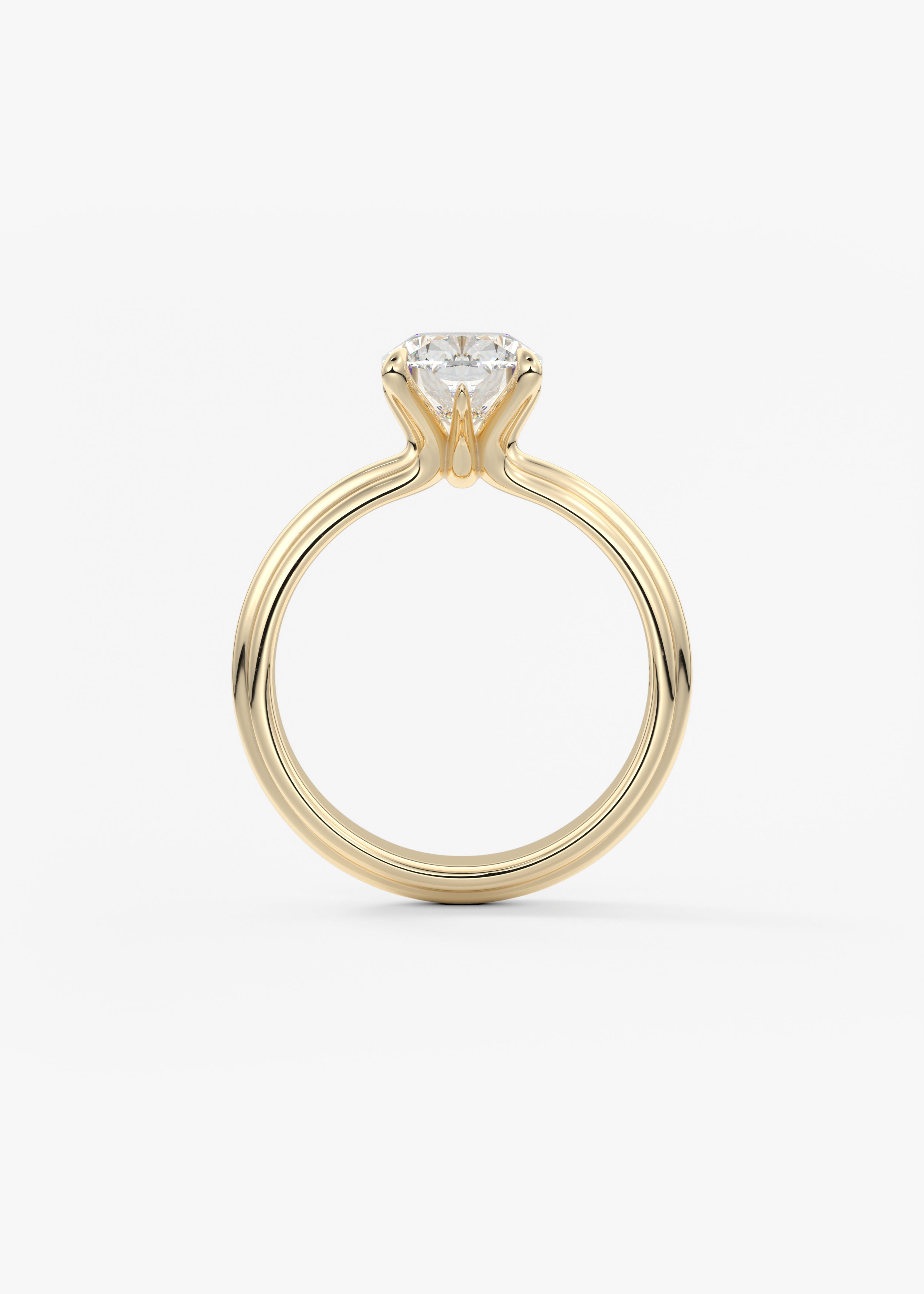 Cushion Solitaire Triple Shank Lab Grown Diamond Engagement Ring