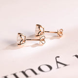 1.0 TCW Heart Cut Moissanite Stud Earrings in Gold 9