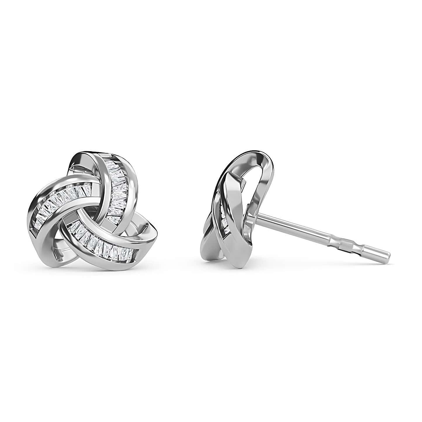 Round Cut Cubic Zirconia in 925 Sterling Silver Earrings 5