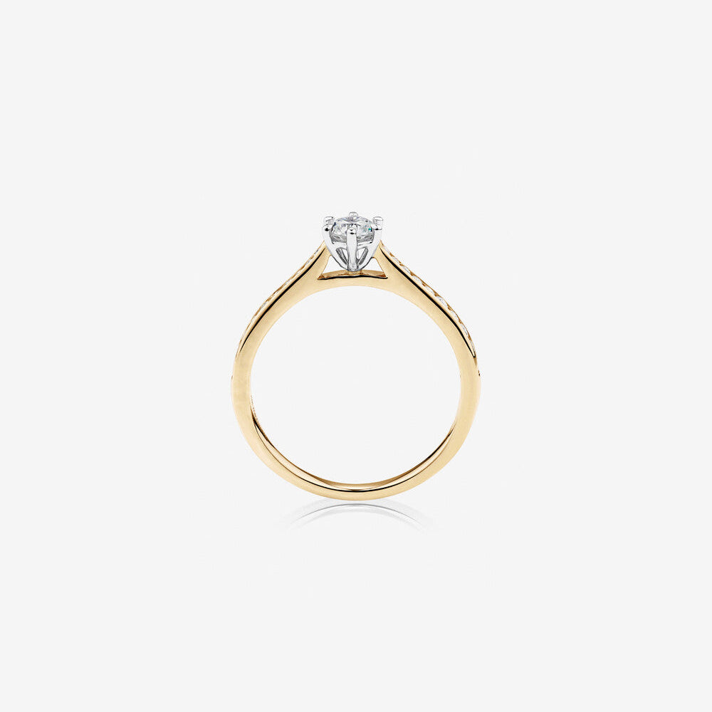 Stunning 0.48 CT Round Moissanite Engagement Ring in Pave Design 2