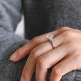 Stunning 1.0 - 2.0 CT Pear Moissanite Engagement Ring with Cluster Design 2
