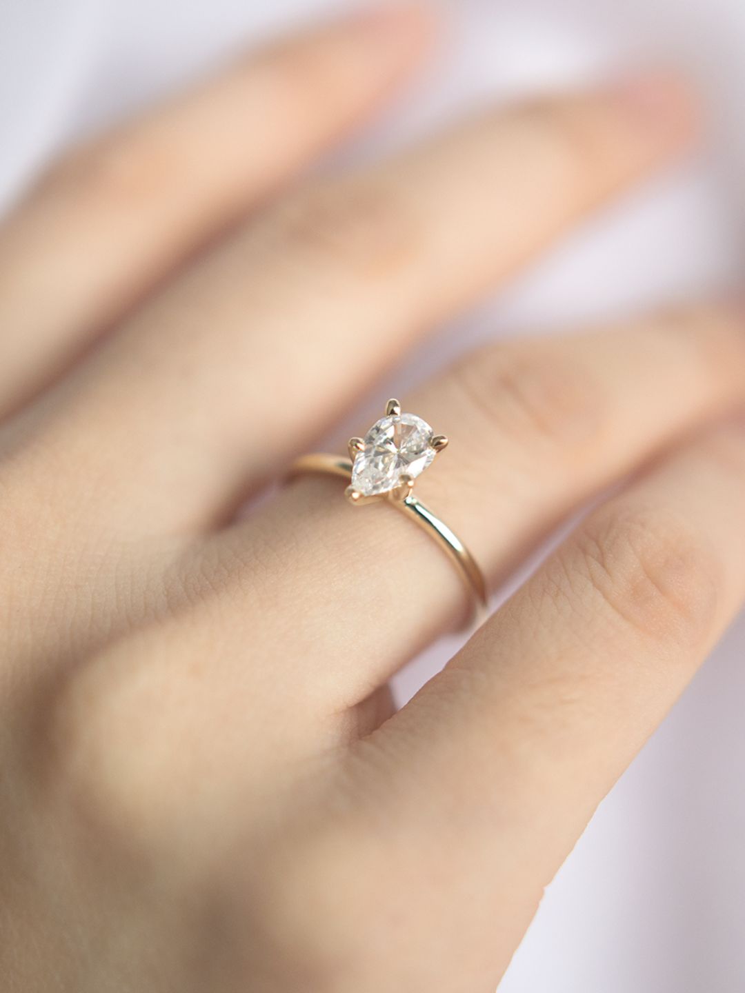 Stunning 1 CT Pear Moissanite Engagement Ring With Solitaire Design 12