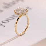 Stunning 1.0 - 2.0 CT Emerald Moissanite Engagement Ring with Hidden Halo Design 8
