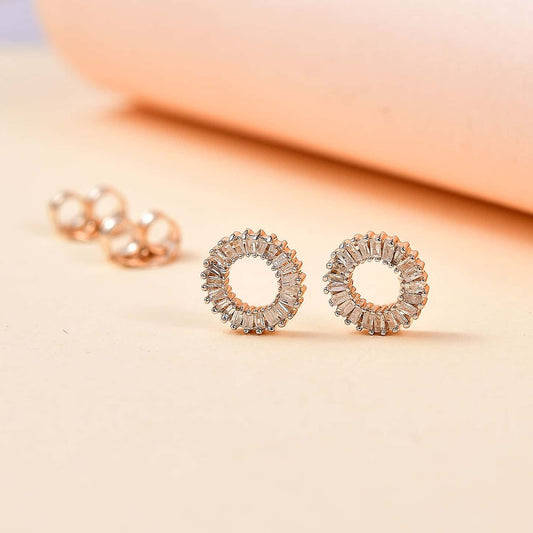 Round Cut Cubic Zirconia in 925 Sterling Silver Earrings 2