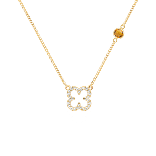 0.25 CT Round Citrine Lab Made Diamond- November Birthstone Necklace 1