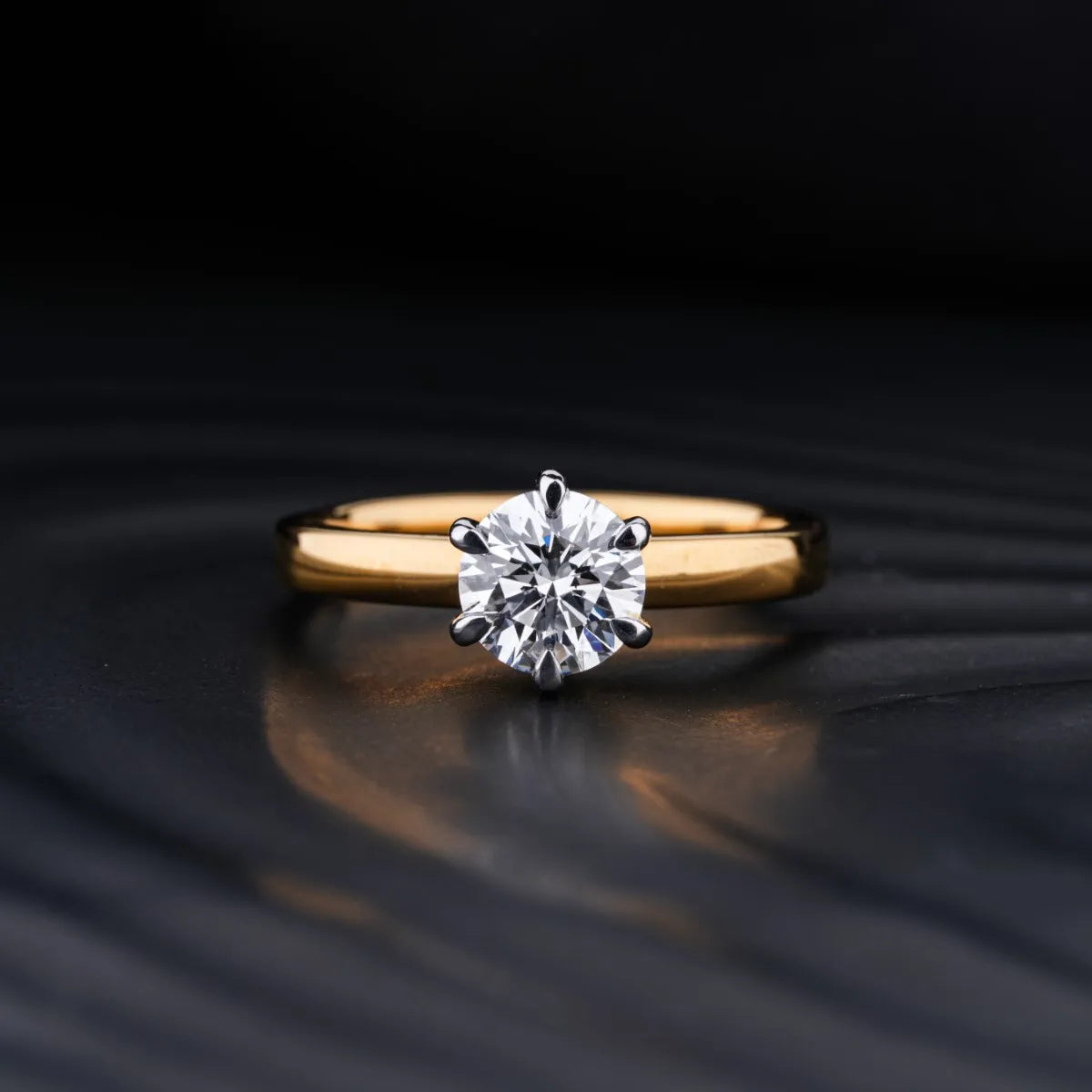 Stunning 1.0 CT Round Moissanite Engagement Ring with Solitaire & Two Tone Design 1