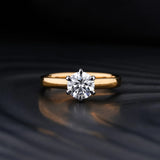 Stunning 1.0 CT Round Moissanite Engagement Ring with Solitaire & Two Tone Design 1