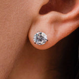 Round Cut Cubic Zirconia in 925 Sterling Silver Earrings 3