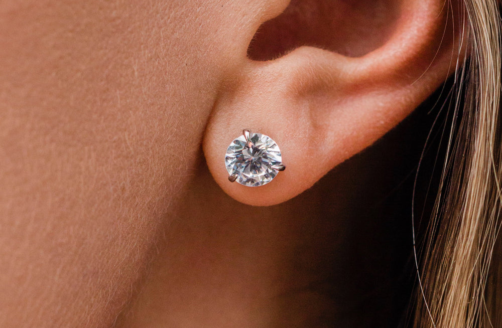 Round Cut Cubic Zirconia in 925 Sterling Silver Earrings 3