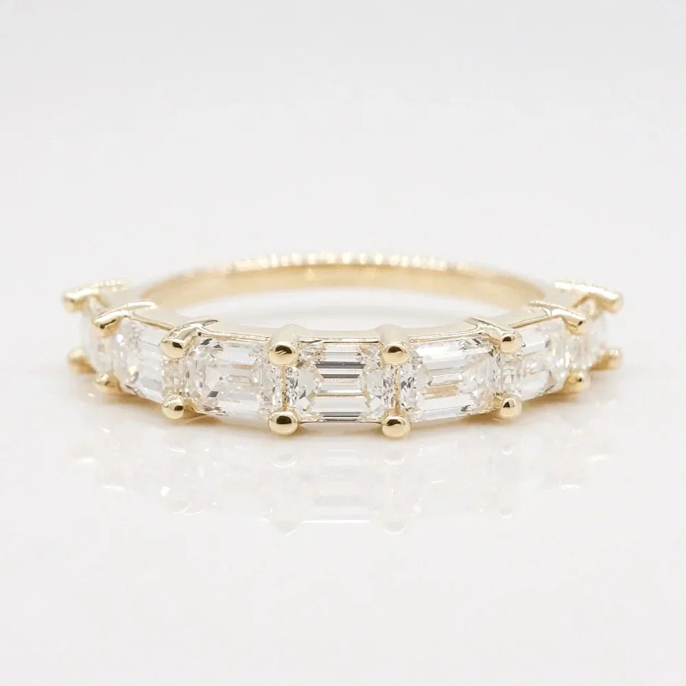 Stunning 0.40 TCW Emerald Moissanite Stones Half Eternity Wedding Band 1