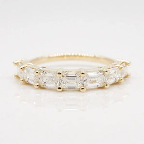 Stunning 0.40 TCW Emerald Moissanite Stones Half Eternity Wedding Band