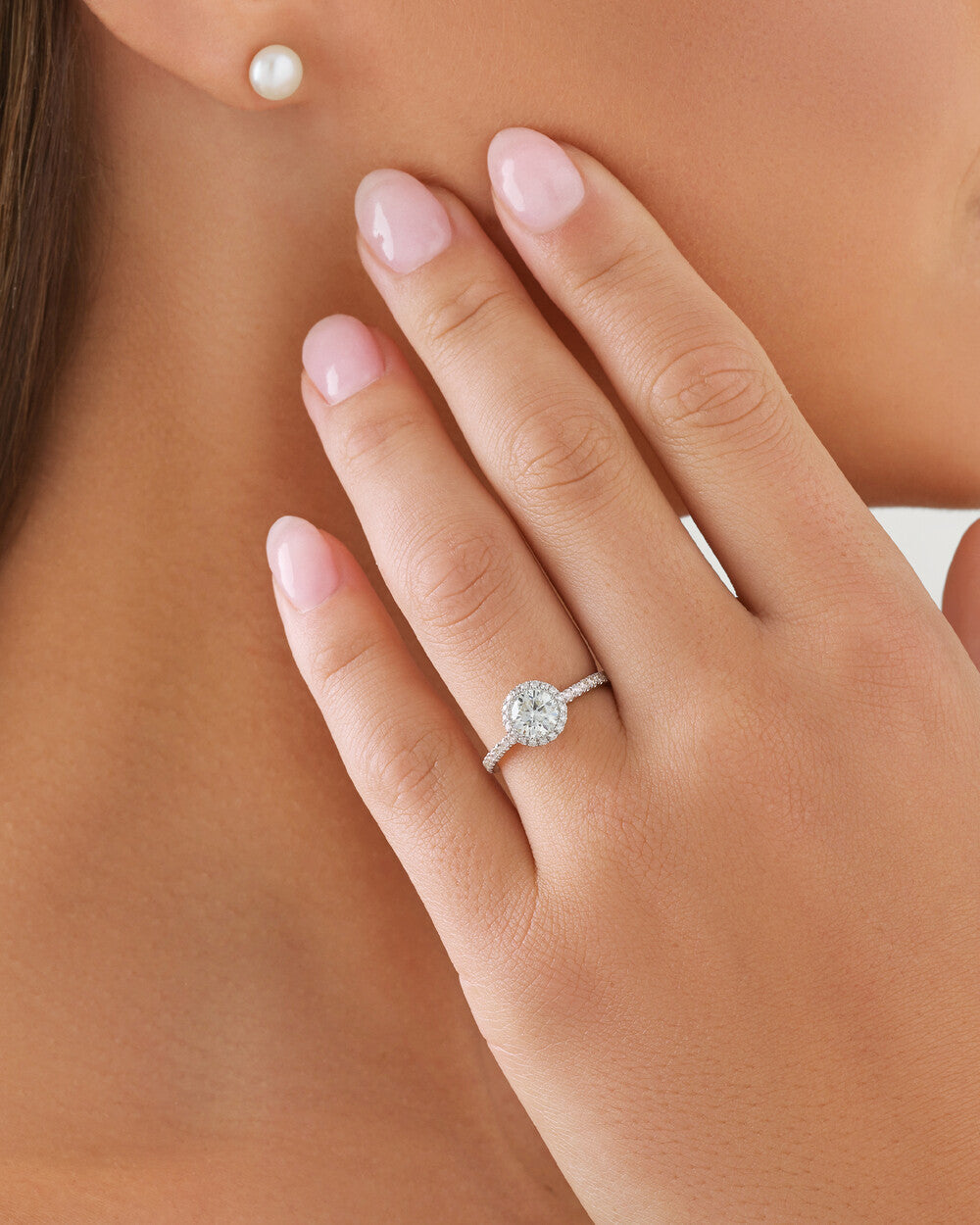 Stunning 1.36 CT Round Moissanite Engagement Ring in Halo & Pave Designs 3