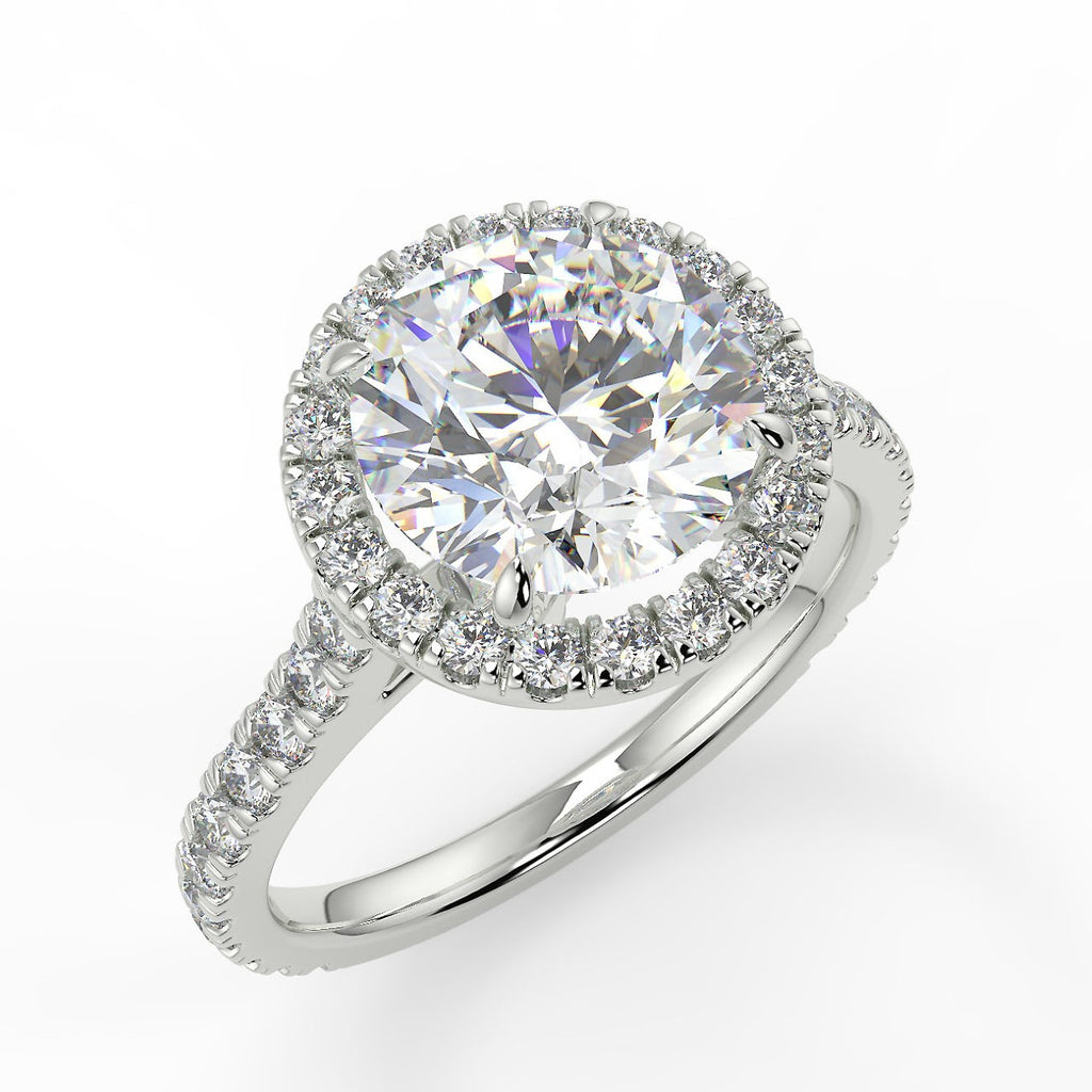 Stunning 2.0 CT Round Moissanite Engagement Ring with Halo & Pave Design 5
