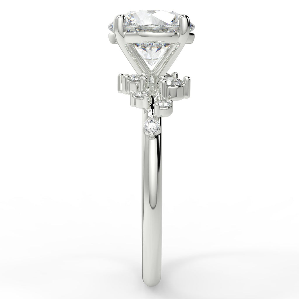 Stunning 2.0 CT Round Moissanite Engagement Ring with Cluster Design 7