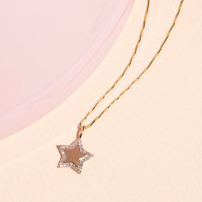 0.40 TCW Round Moissanite Diamond Star Pendant Necklace in Solid Gold 4
