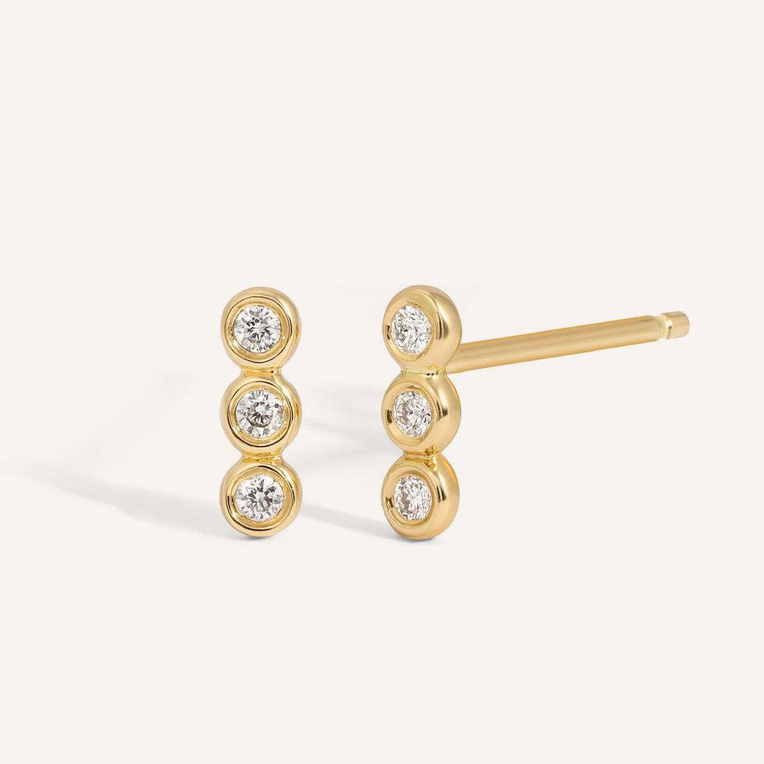 Classic 0.30 TCW Round Cut Moissanite Bar Stud Earrings in Gold 1