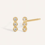 Classic 0.30 TCW Round Cut Moissanite Bar Stud Earrings in Gold 1
