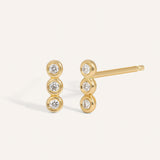 Classic 0.30 TCW Round Cut Moissanite Bar Stud Earrings in Gold 1