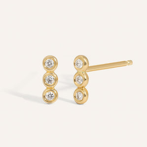 Classic 0.30 TCW Round Cut Moissanite Bar Stud Earrings in Gold